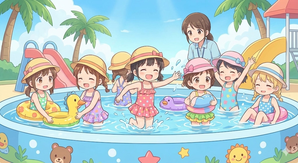 ようちえんでプール