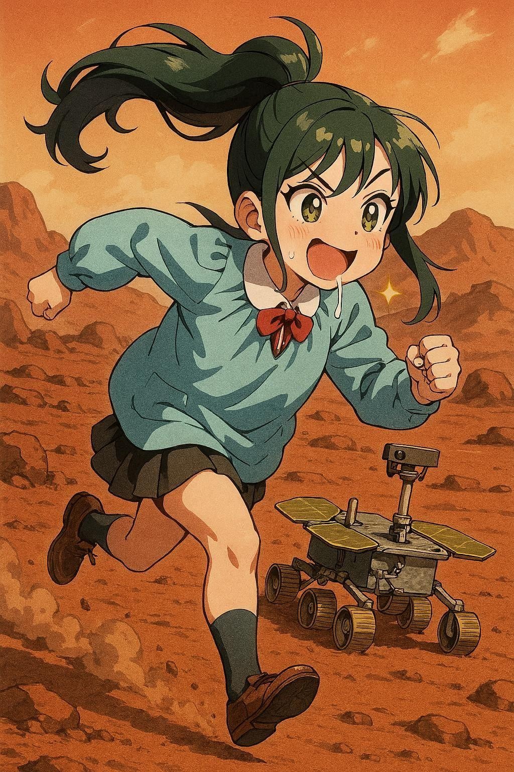 憧れの自分用園児服が完成した勢いと神への感謝でブレザーの上から装備して野を駆け巡る女子