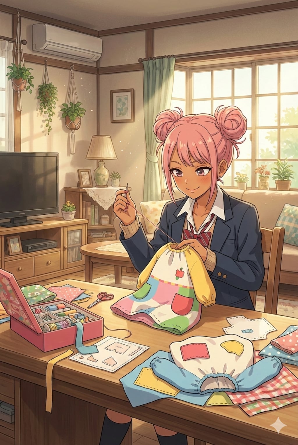 憧れの自分用園児服が完成した勢いと神への感謝でブレザーの上から装備して野を駆け巡る女子