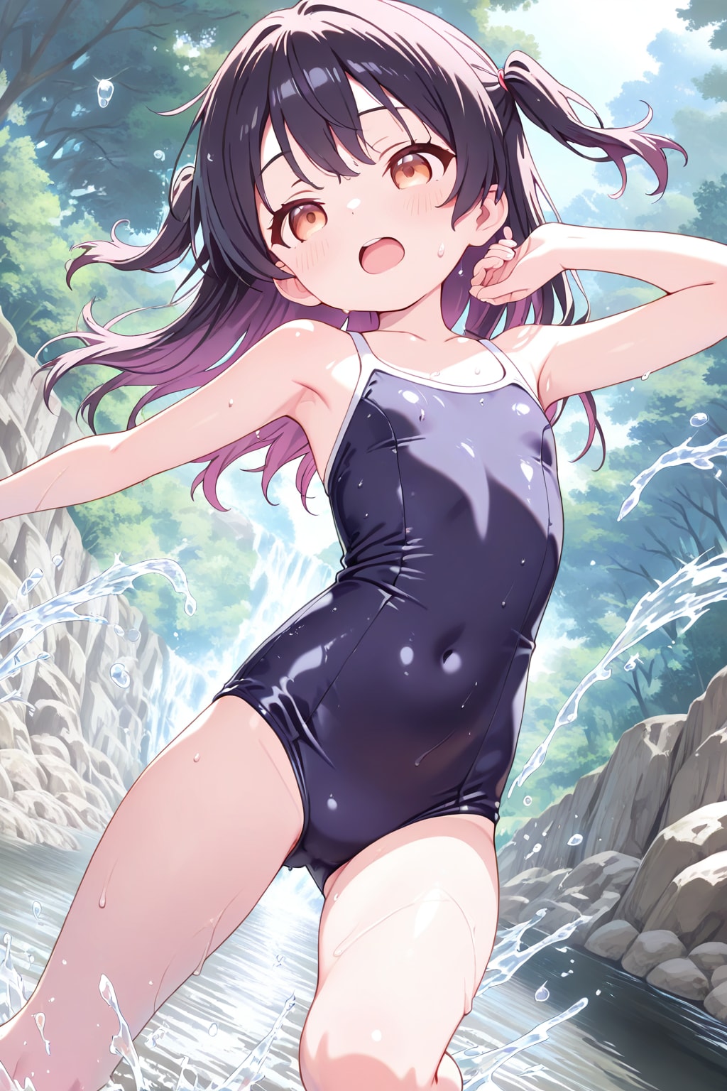 川遊びをするメ○○キ