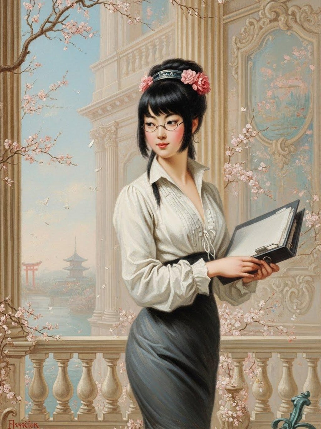 フランソワ・ブーシェの描いた日本の女教師（３枚）　ImageFX