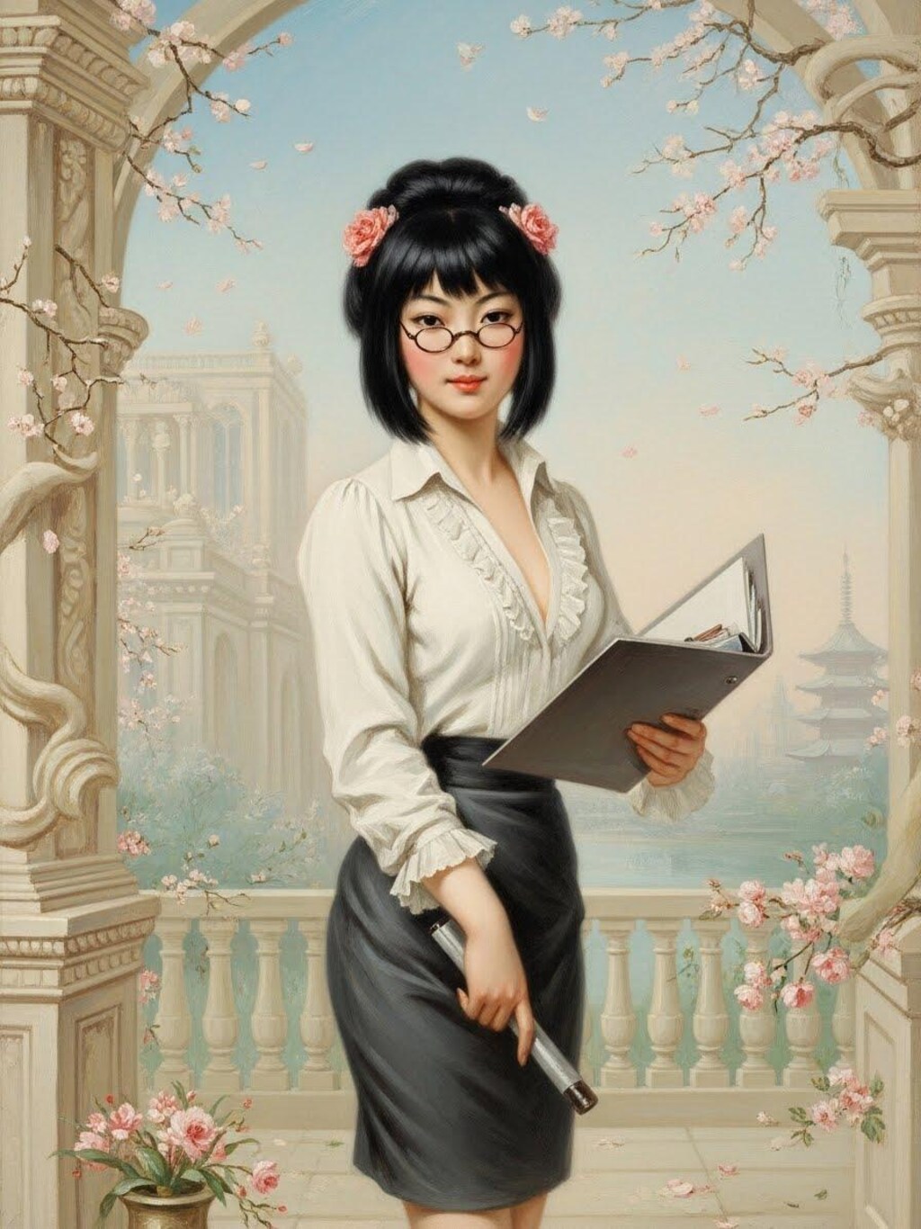 フランソワ・ブーシェの描いた日本の女教師（３枚）　ImageFX