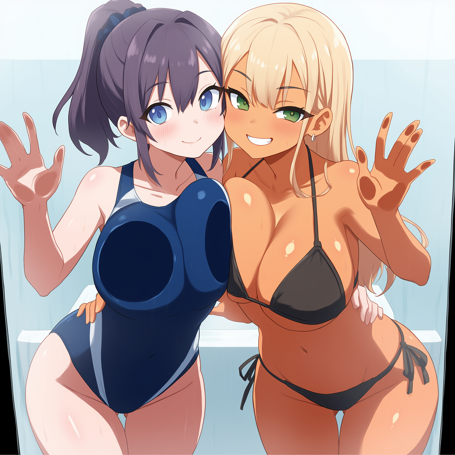 くっつき合う