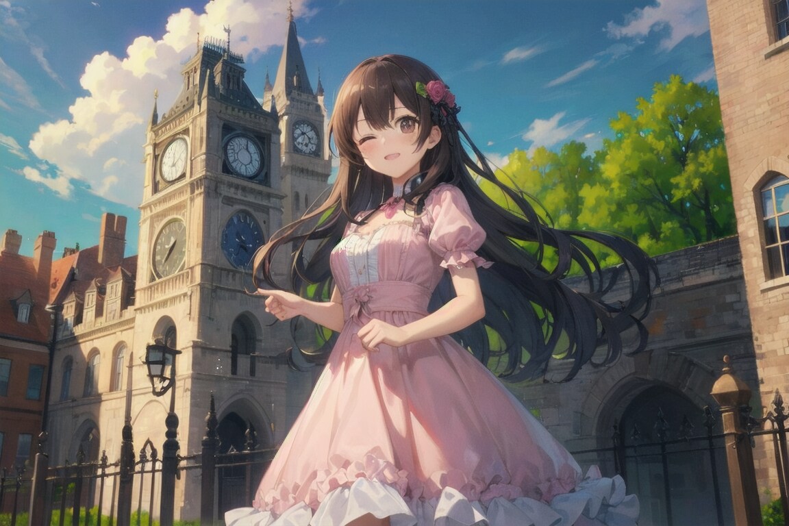cute eye、愛華「ドレスで時計台をご案内」