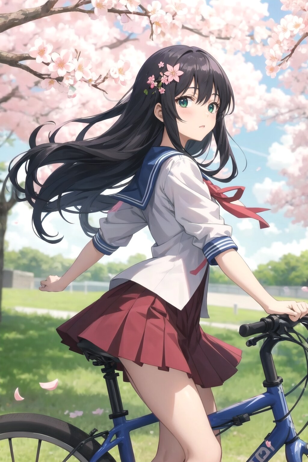 黒髪ロングでセーラー服の少女１６ | の人気AIイラスト・グラビア