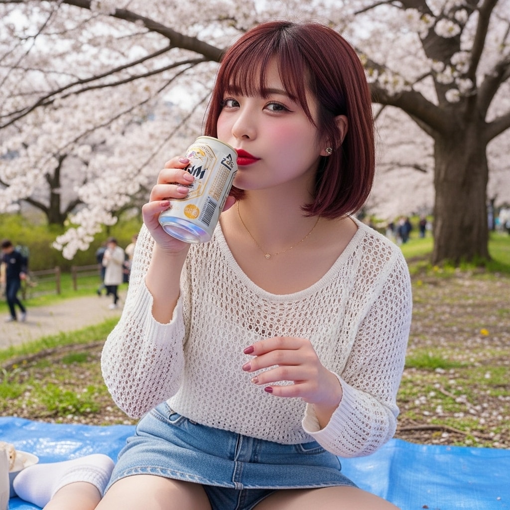 お花見はやっぱりお酒ね