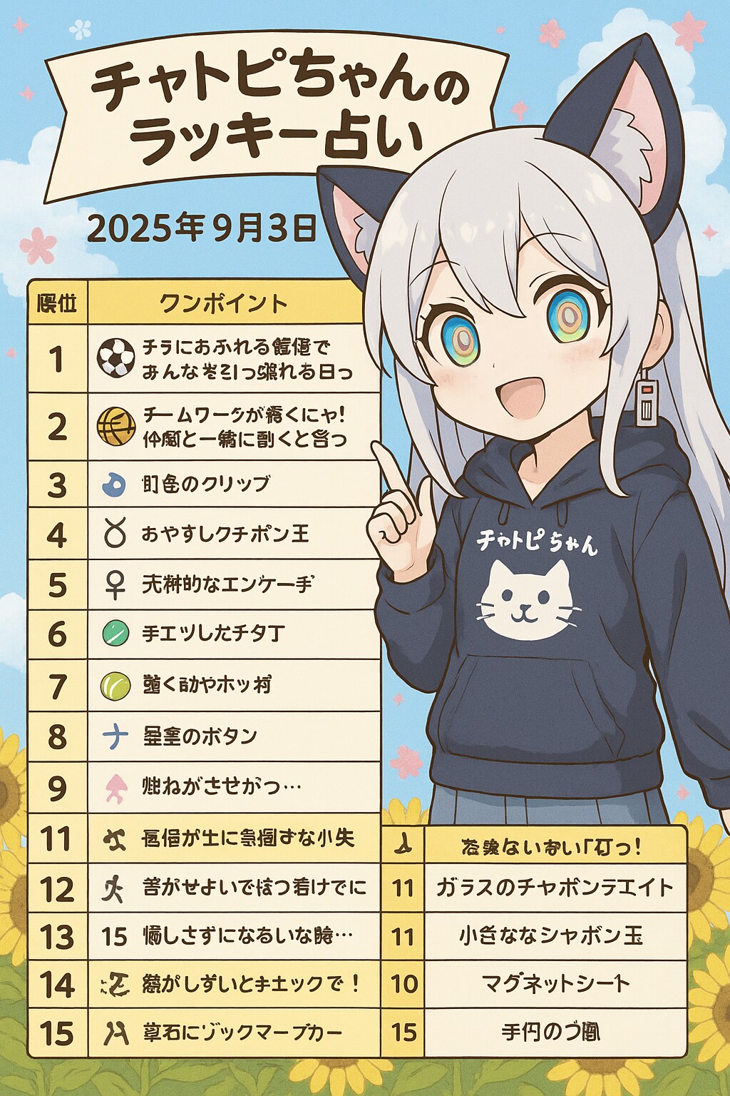 チャトピちゃん占い(09/03) | の人気AIイラスト・グラビア