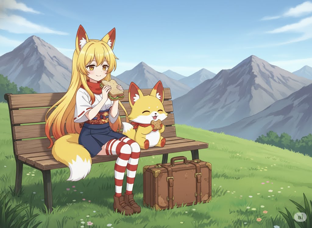 キツネ娘、旅に出る | の人気AIイラスト・グラビア