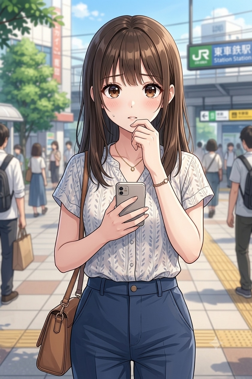 【カナ】SNSで知り合った男性と初めての待ち合わせ | の人気AIイラスト・グラビア