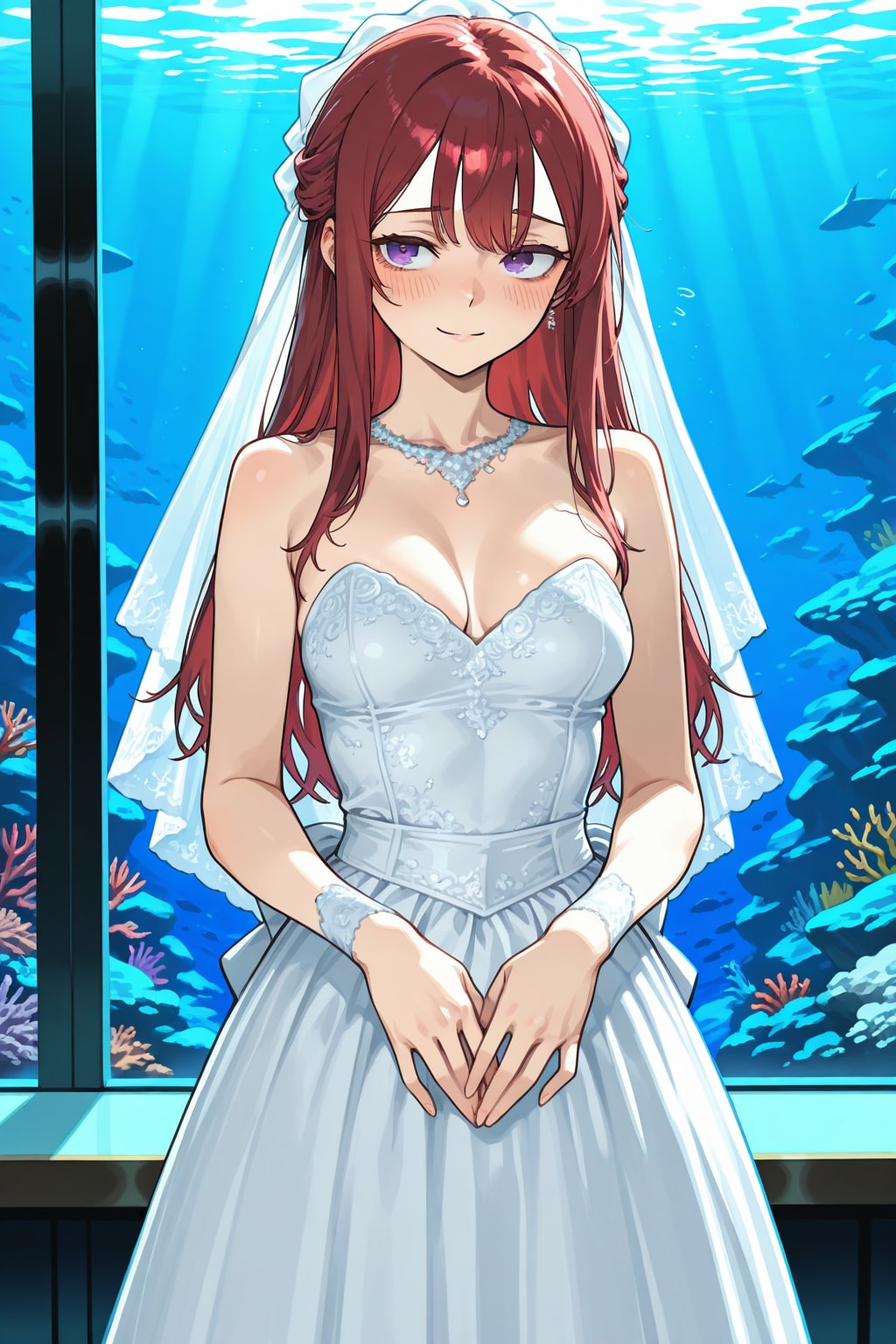 長身美脚赤髪紫目美少女のヴェディングドレス姿💒（ＤＡＩＳＹ様版）