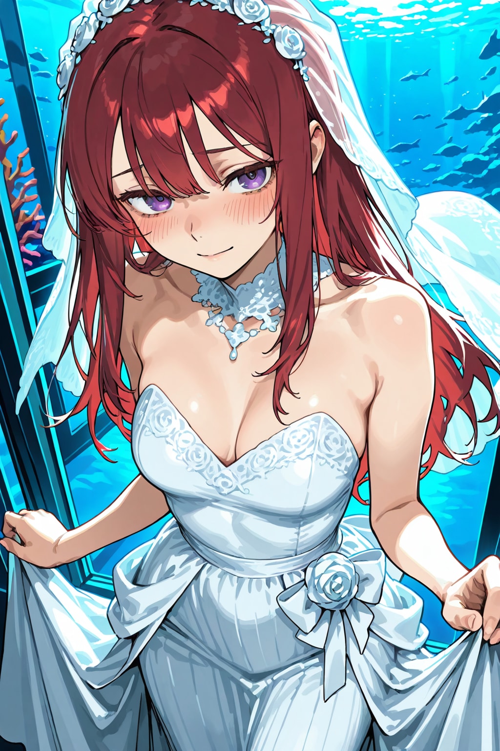 長身美脚赤髪紫目美少女のヴェディングドレス姿💒（ＤＡＩＳＹ様版）