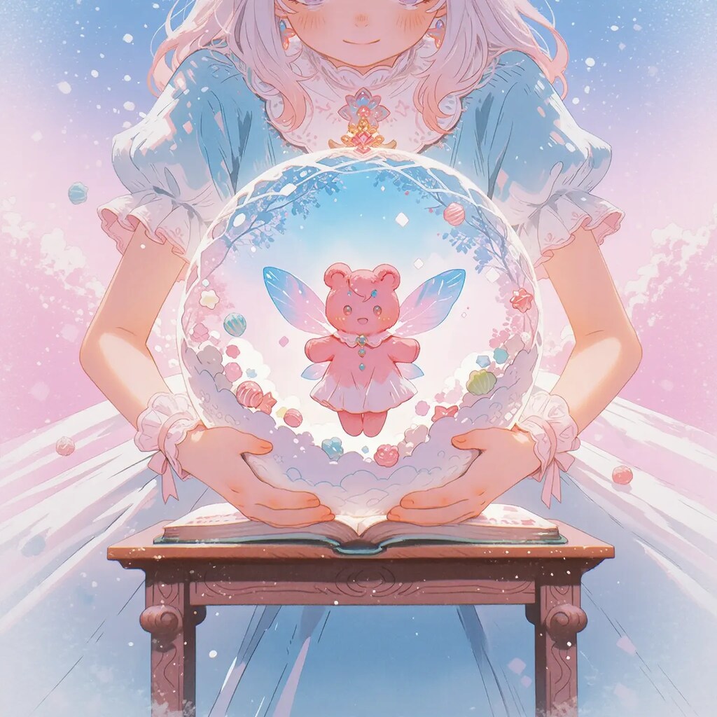 クマ妖精とお菓子のスノードーム