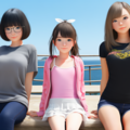 連休中の三人 2枚目