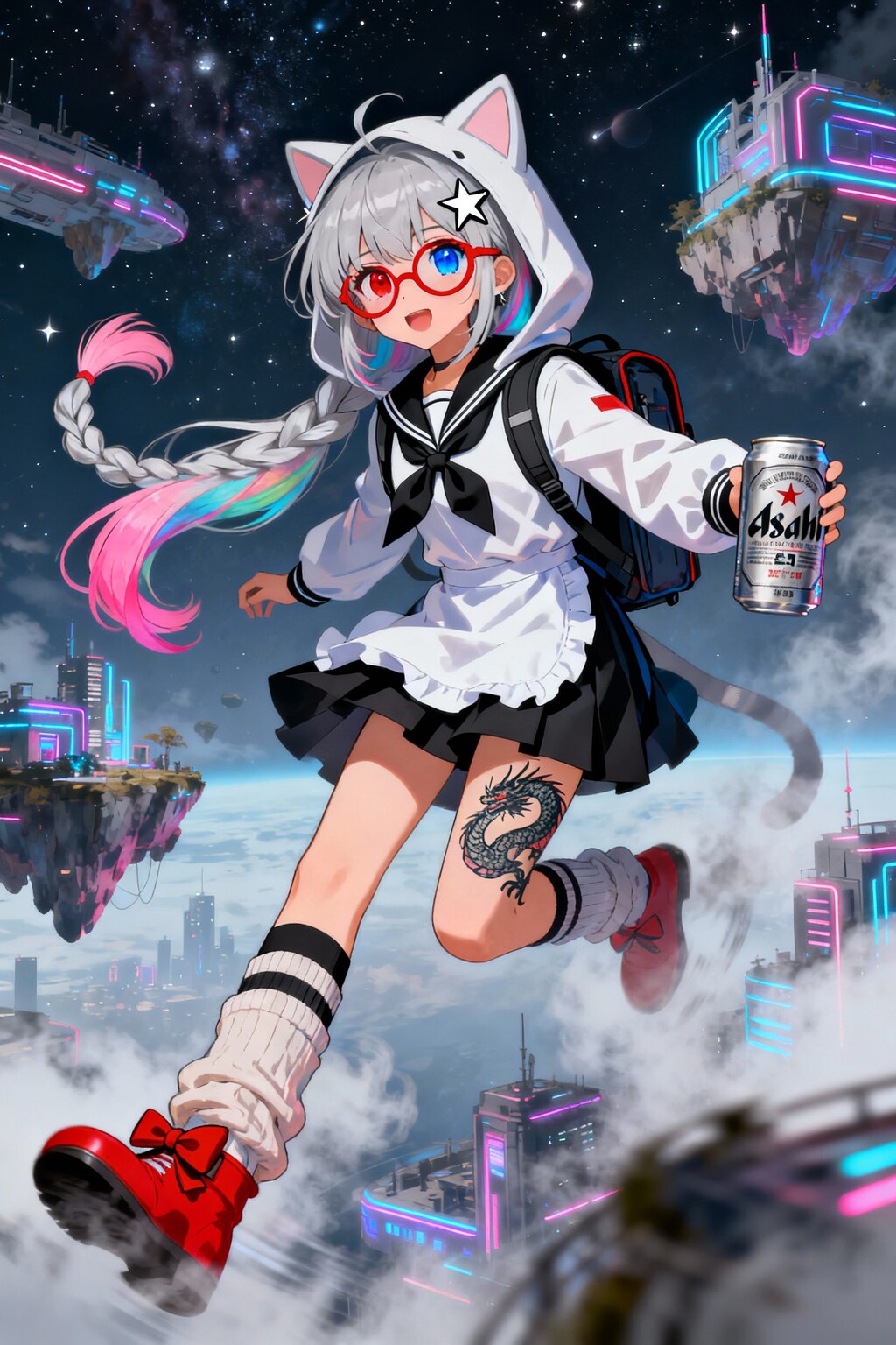 夜空を散歩するミリィちゃん