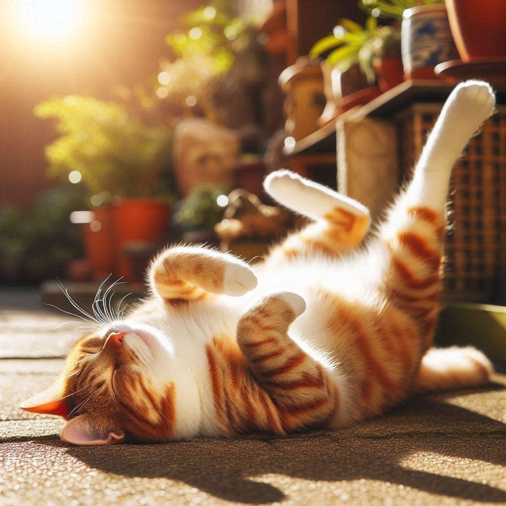 日向ぼっこする猫