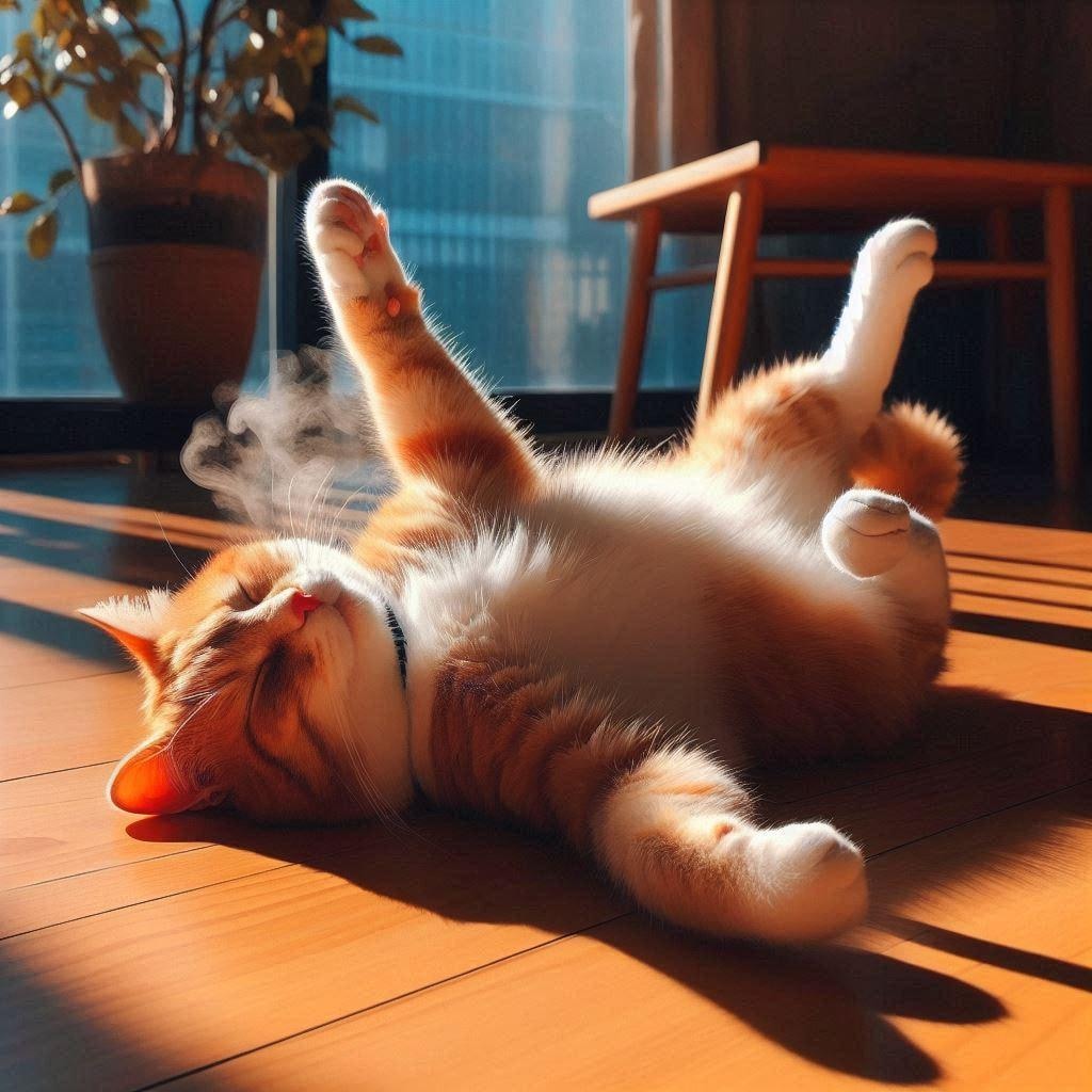 日向ぼっこする猫