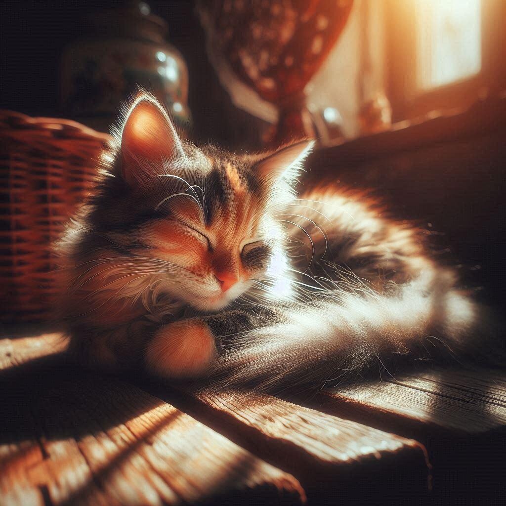 日向ぼっこする猫