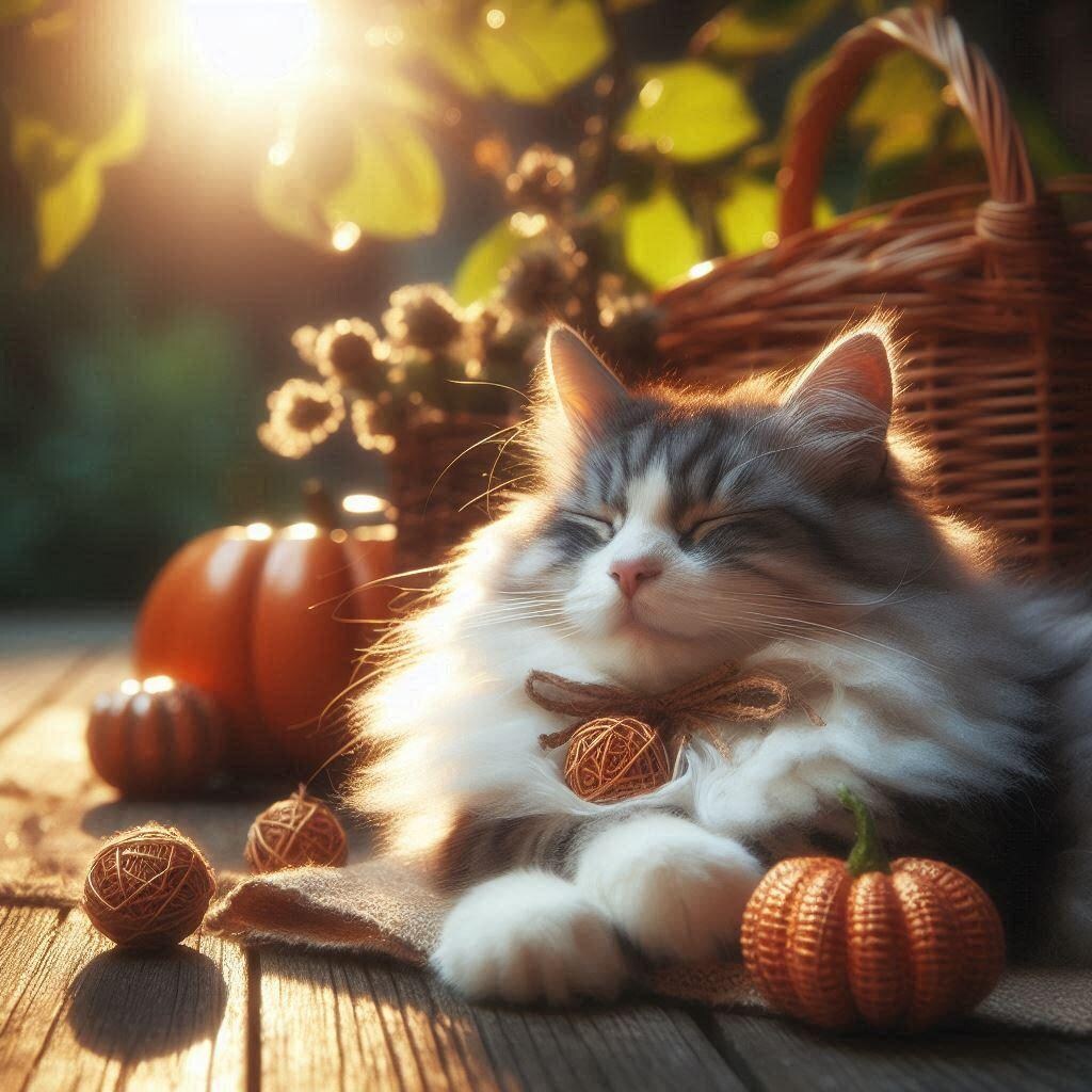 日向ぼっこする猫