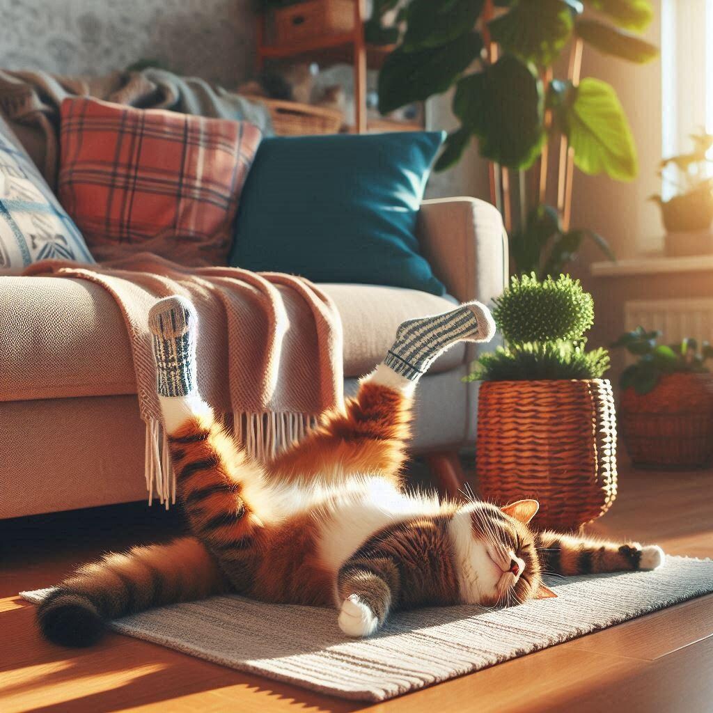 日向ぼっこする猫