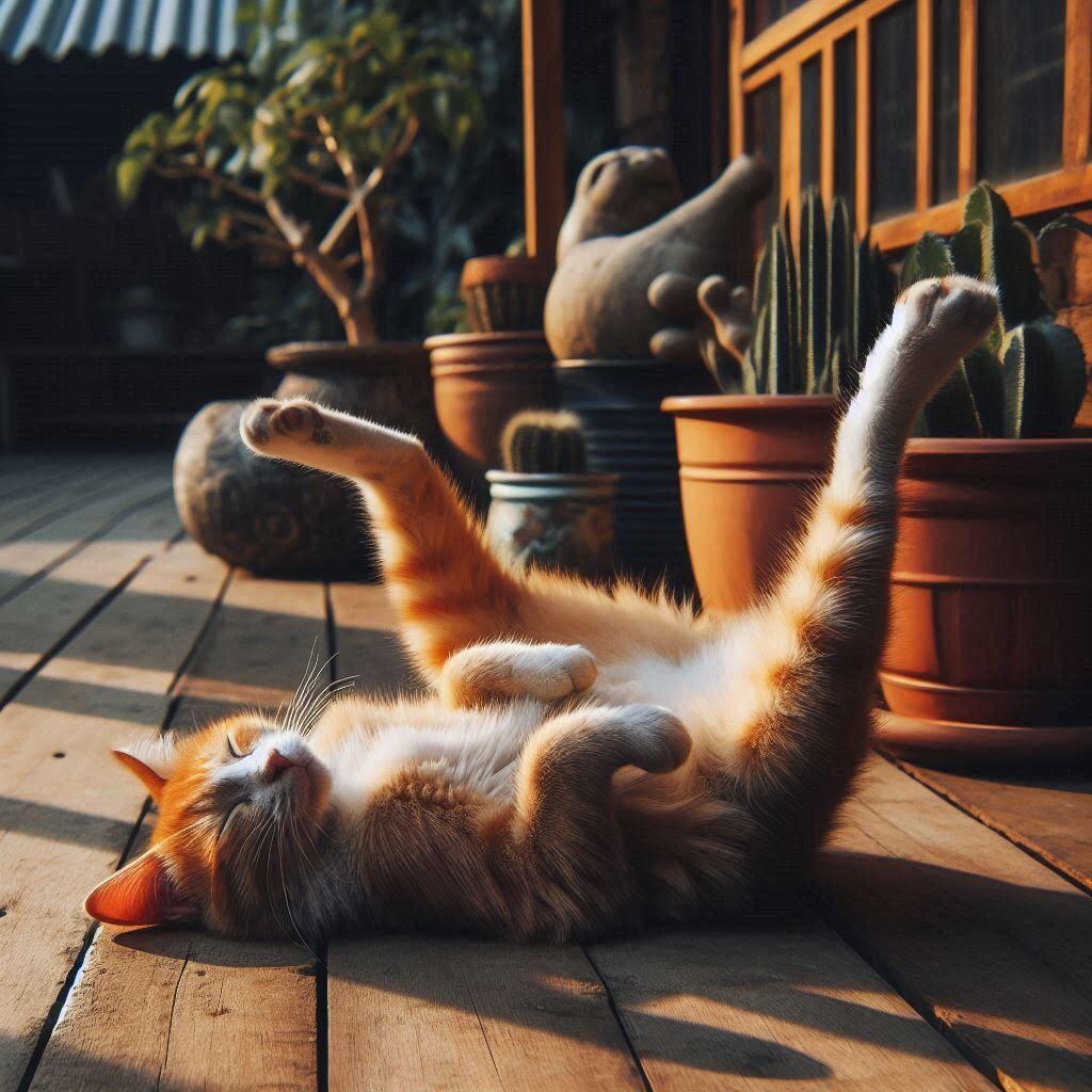 日向ぼっこする猫