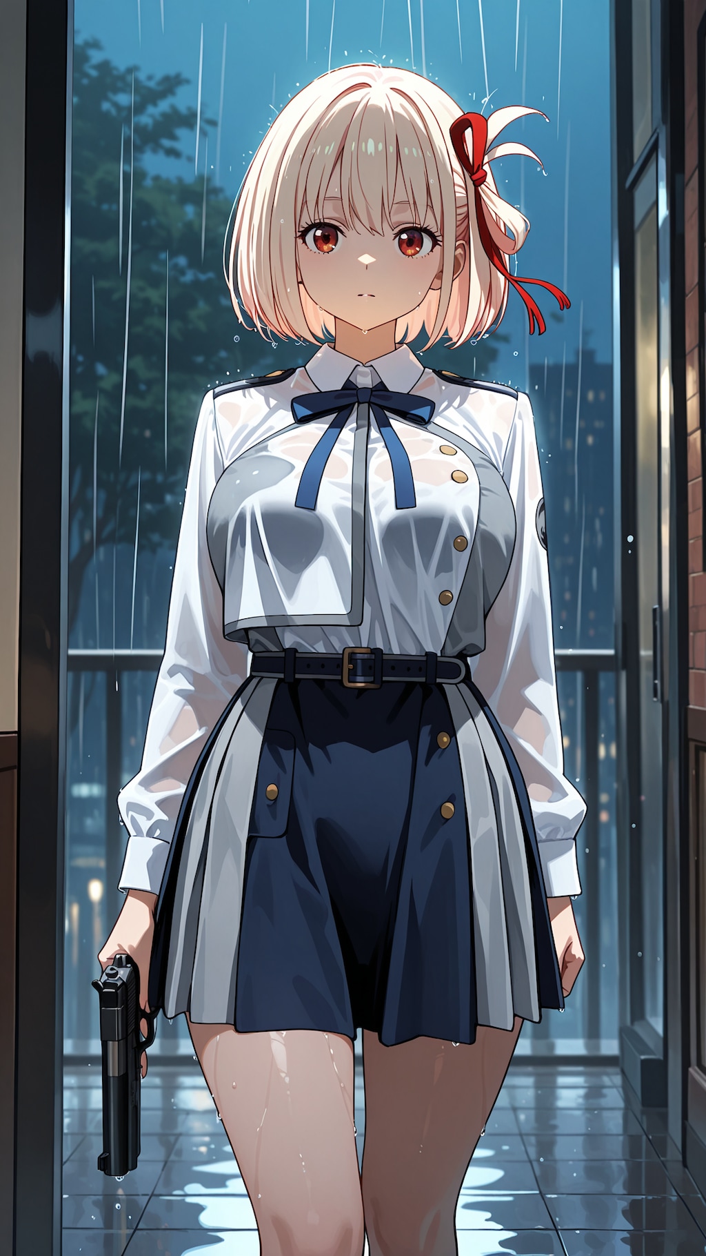 雨の中の硝煙
