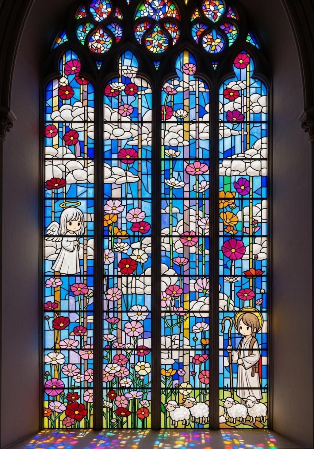 ステンドグラス・秋桜と天使ちゃん