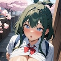 桜と制服コスでポロリ 5枚目