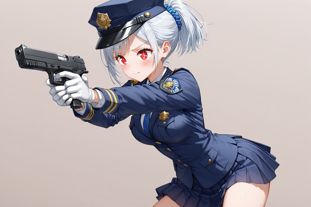 ミニスカポリス雛菊ちゃん（シンプル背景）