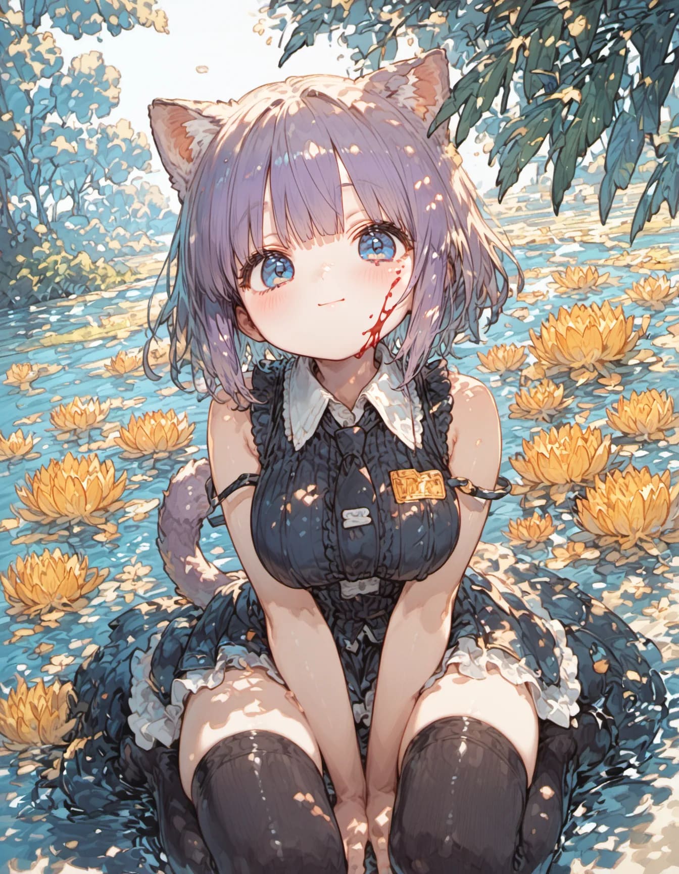 A Smile Beneath the Red Petals