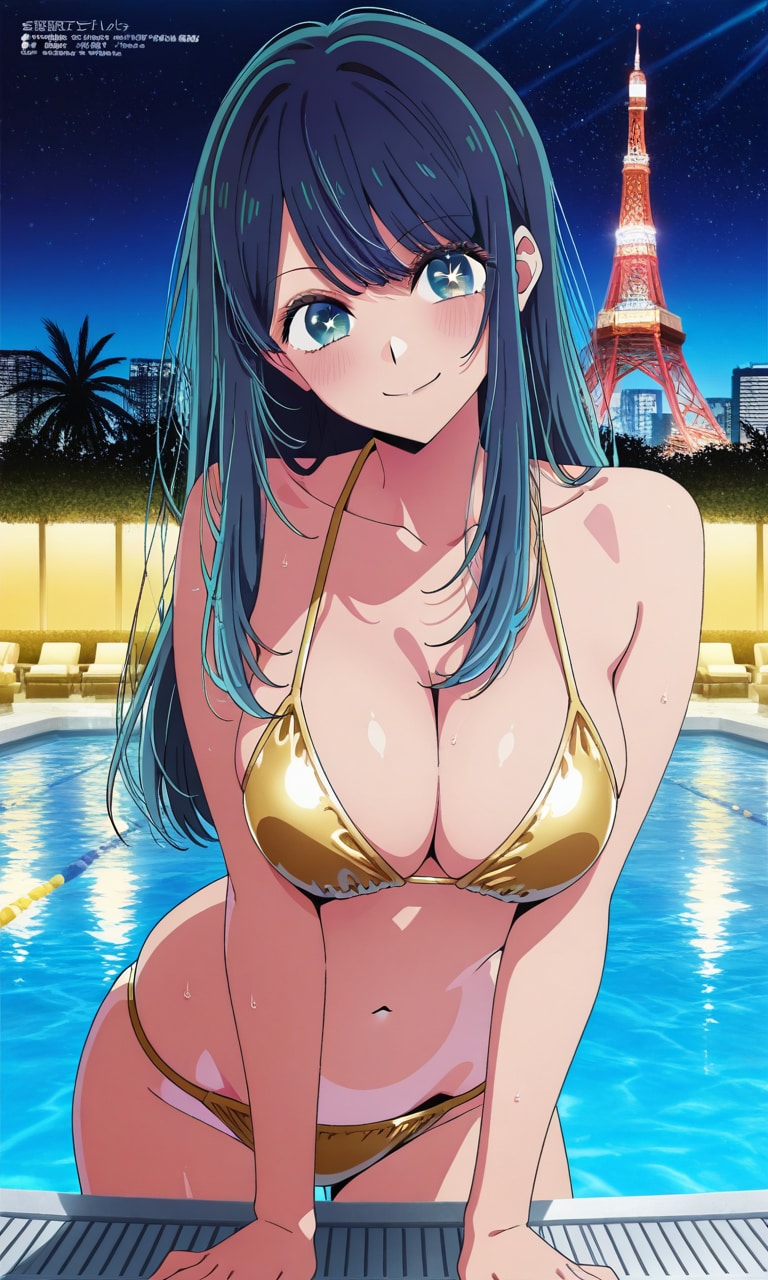 金色ビキニの黒川あかね👙🌃💛