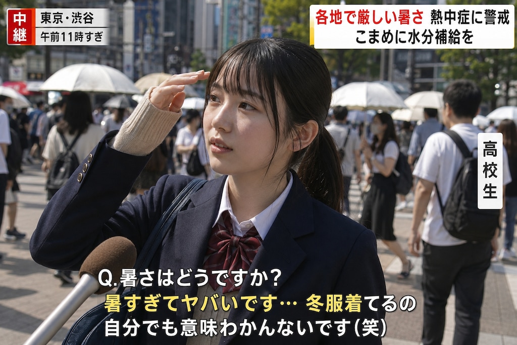 熱中症についてインタビューを受ける女の子