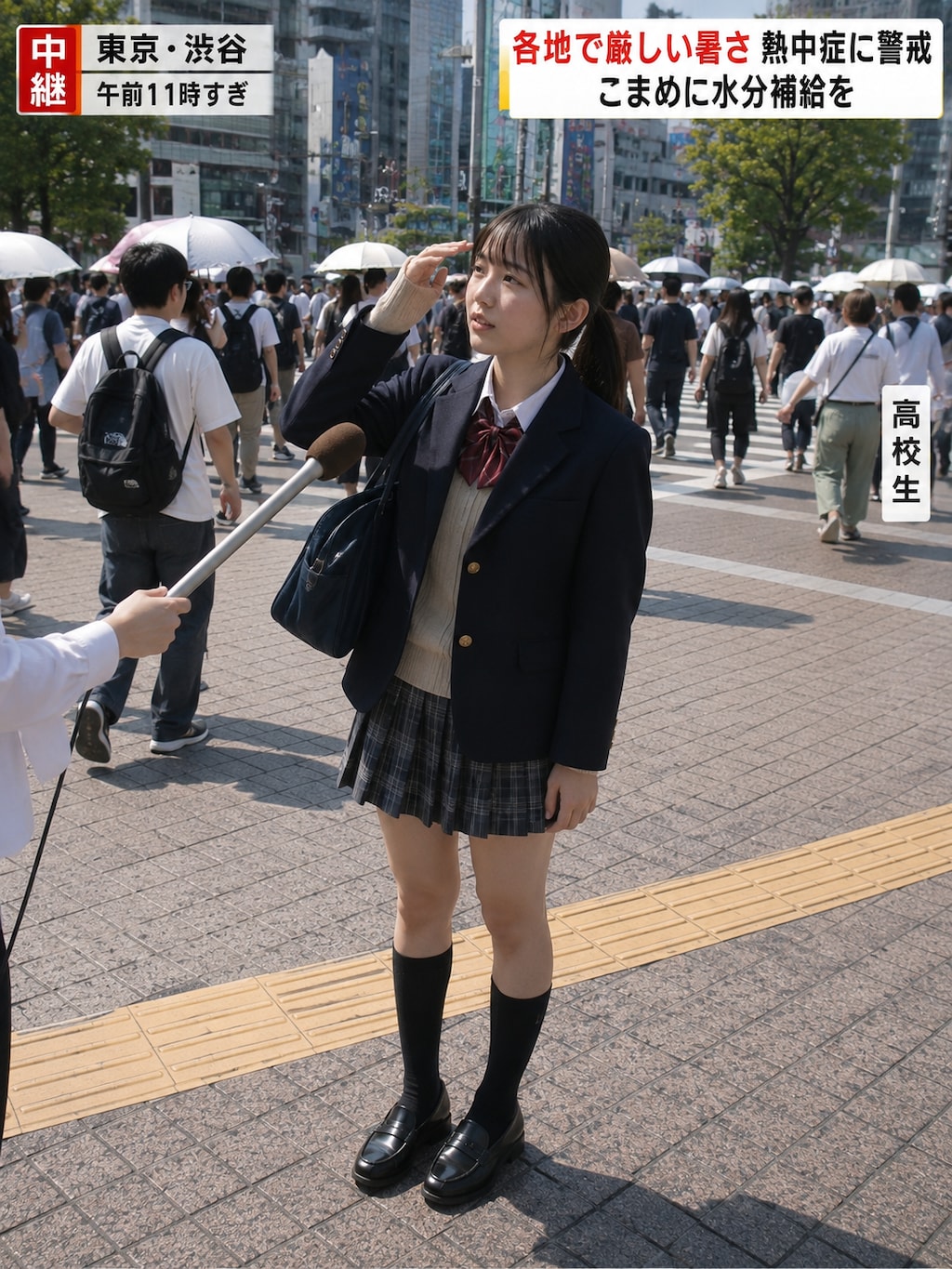 熱中症についてインタビューを受ける女の子