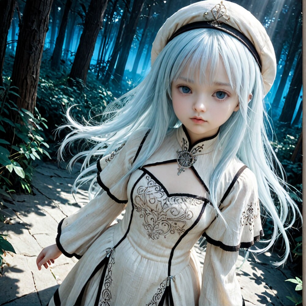 森林浴をする少女