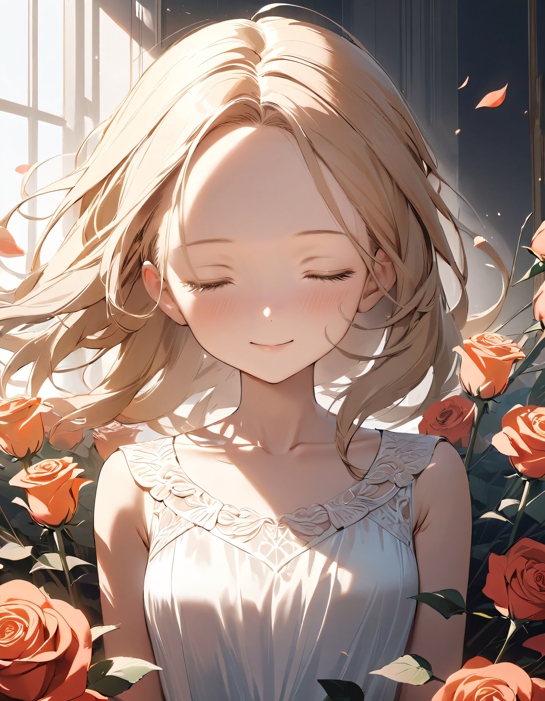 薔薇と少女（白と黒）
