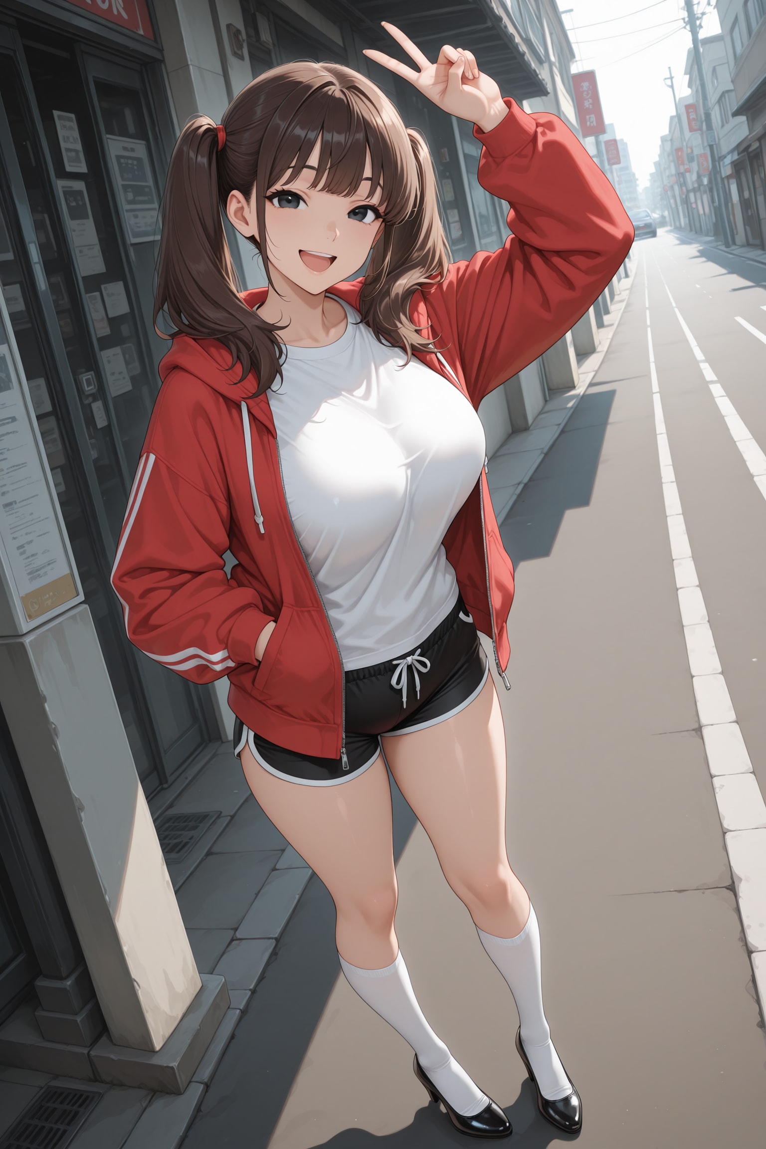 ツインテ×ホットパンツガール