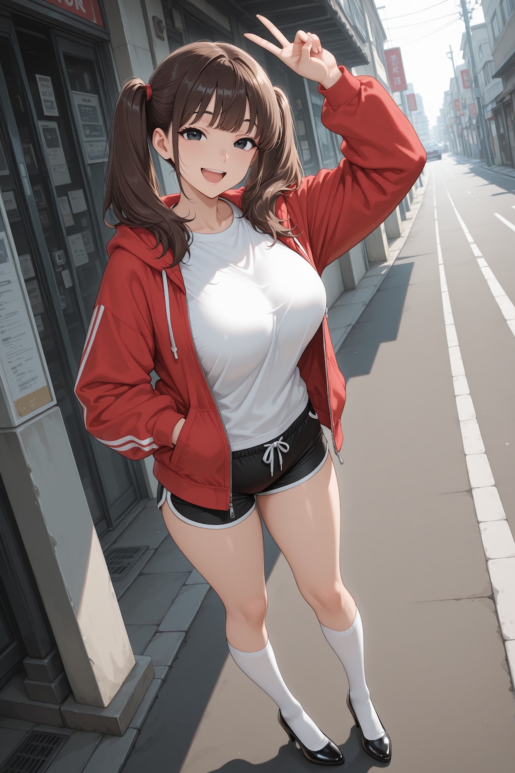 ツインテ×ホットパンツガール