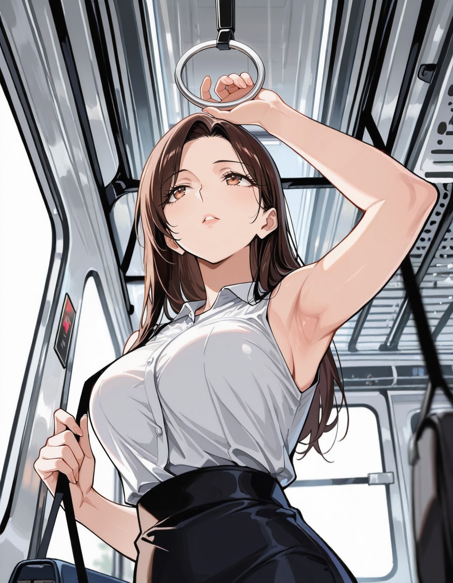 脇見せお姉さん（腋毛差分有り）