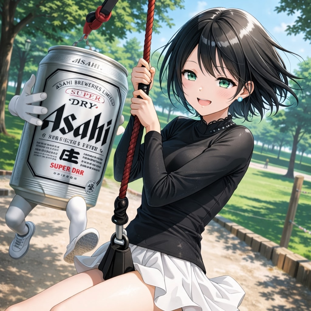 ターザンロープで遊ぶ藍音ちゃん