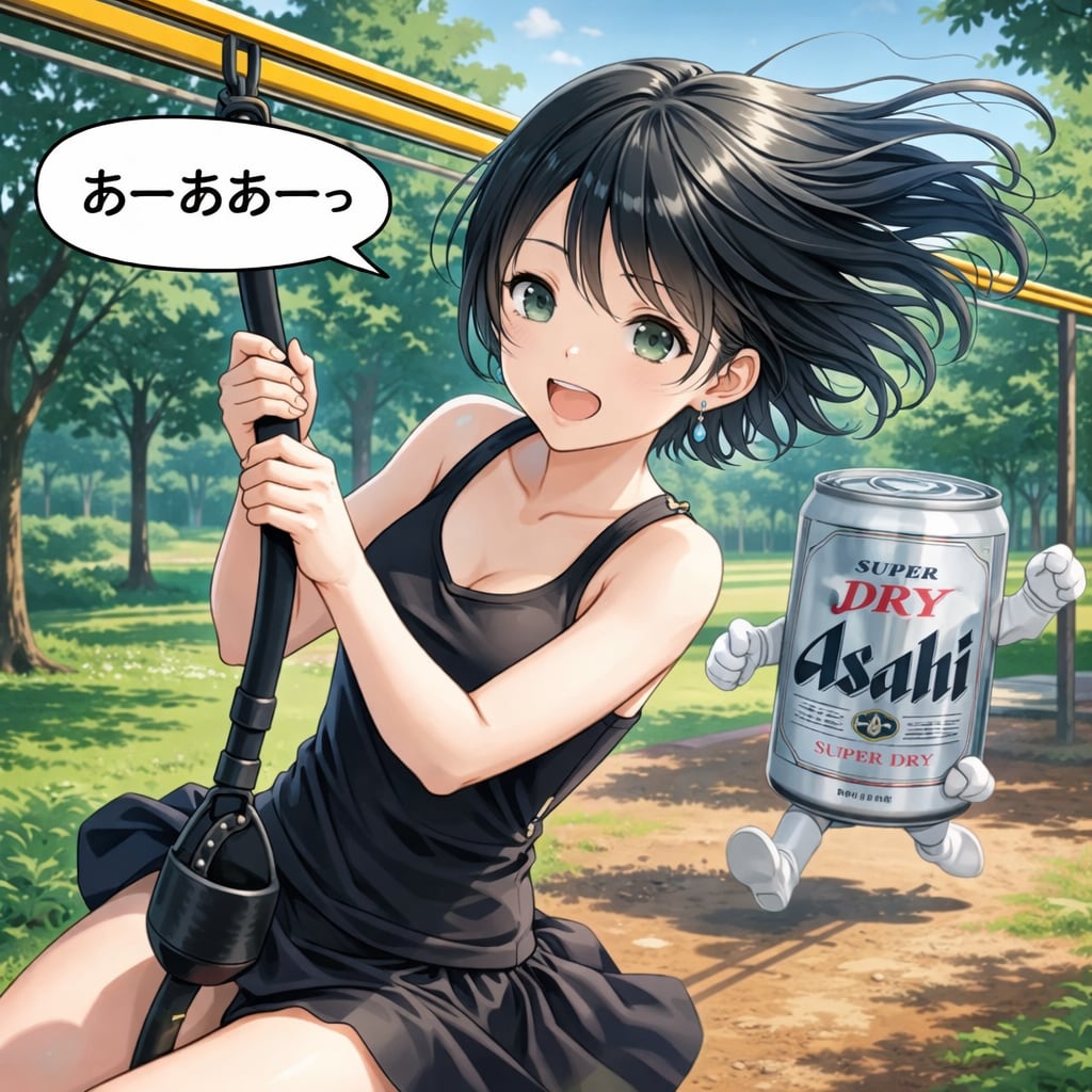 ターザンロープで遊ぶ藍音ちゃん