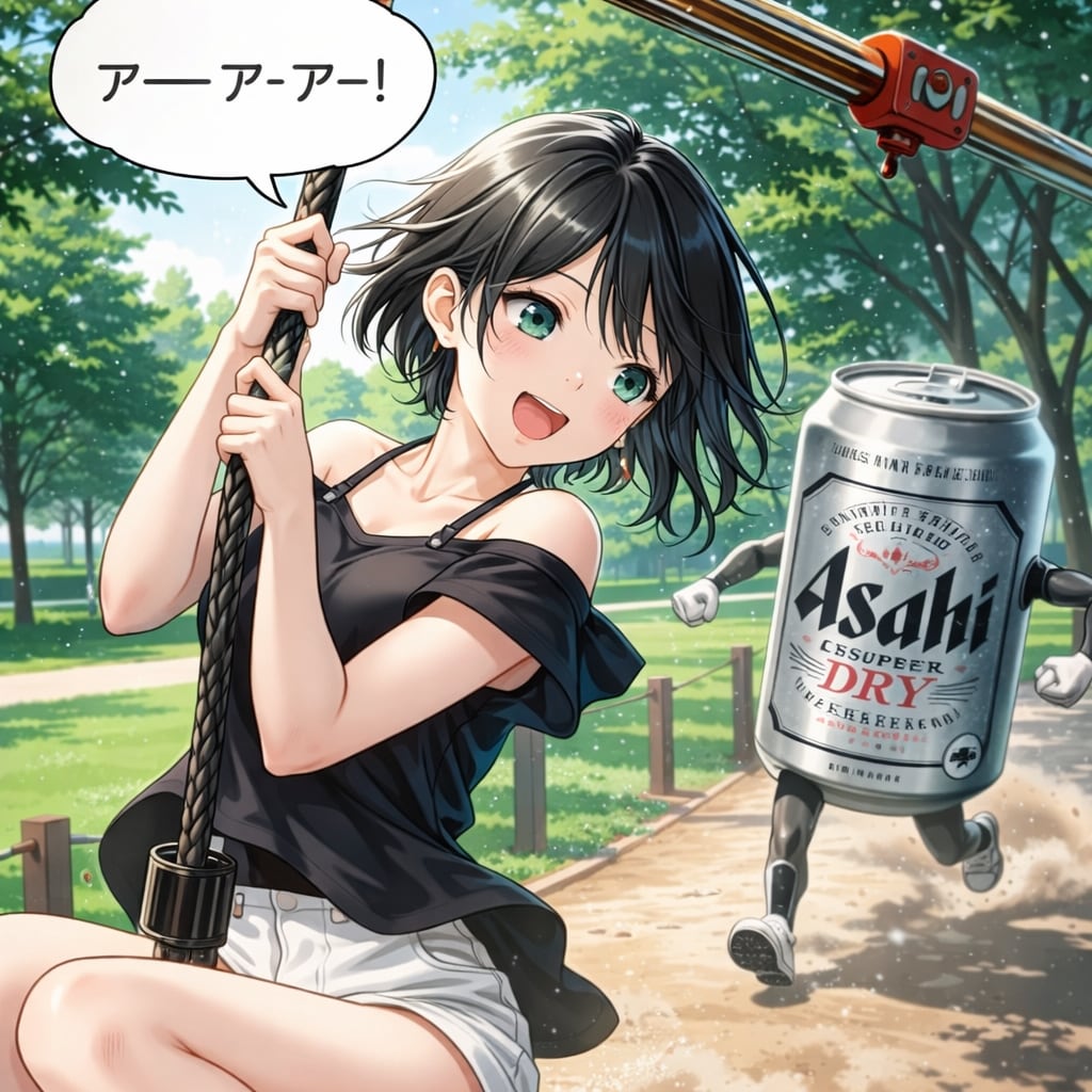 ターザンロープで遊ぶ藍音ちゃん