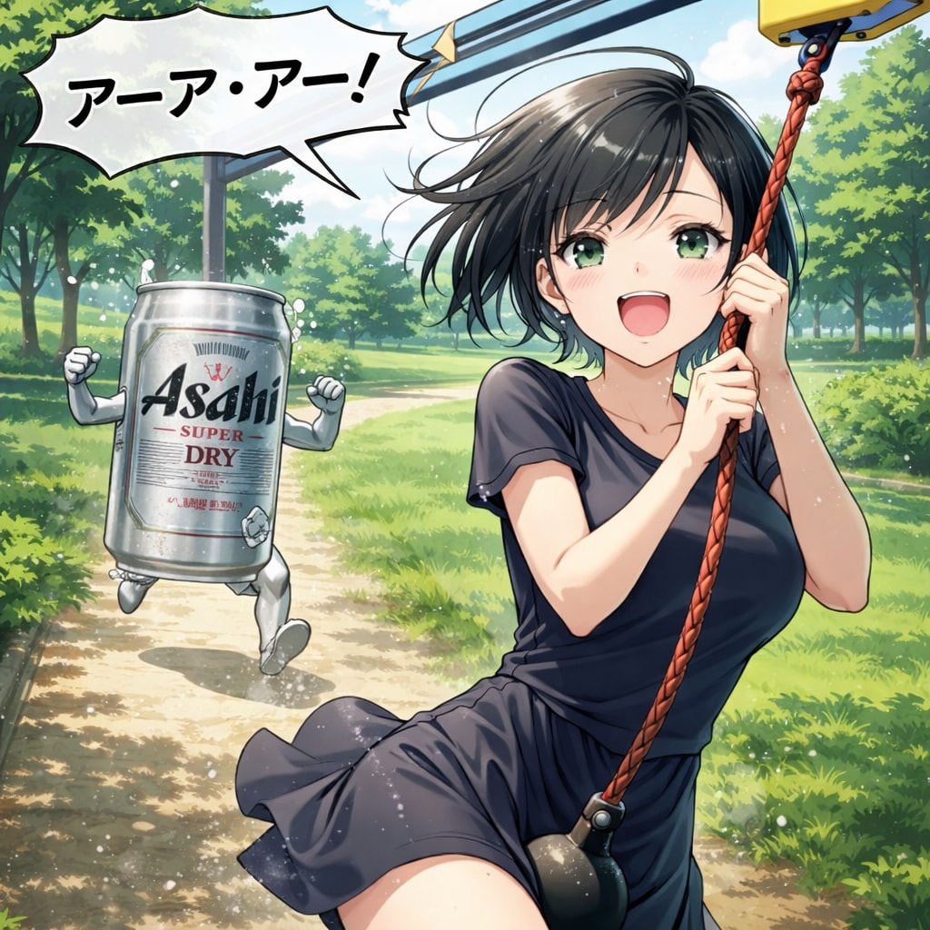 ターザンロープで遊ぶ藍音ちゃん