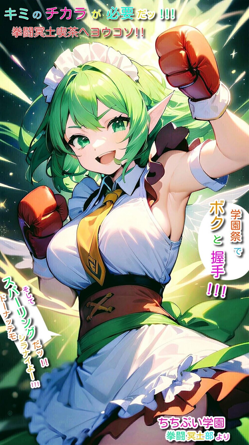 シルフさんと文化祭で握手!! (ナミサンさまよりさずかったプロンプトにて生成)