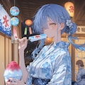涼、浴衣、かき氷、スイカ、風鈴、涼 2枚目