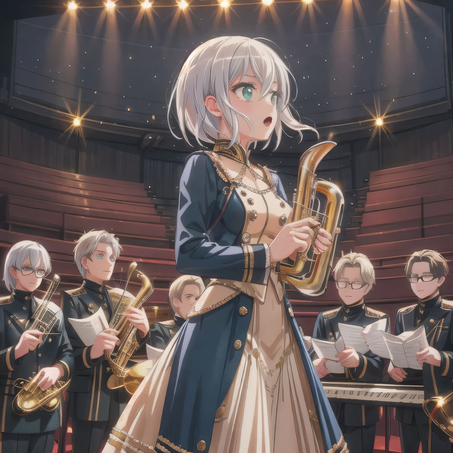 灰髪ボブでブラスバンドの少女 | の人気AIイラスト・グラビア