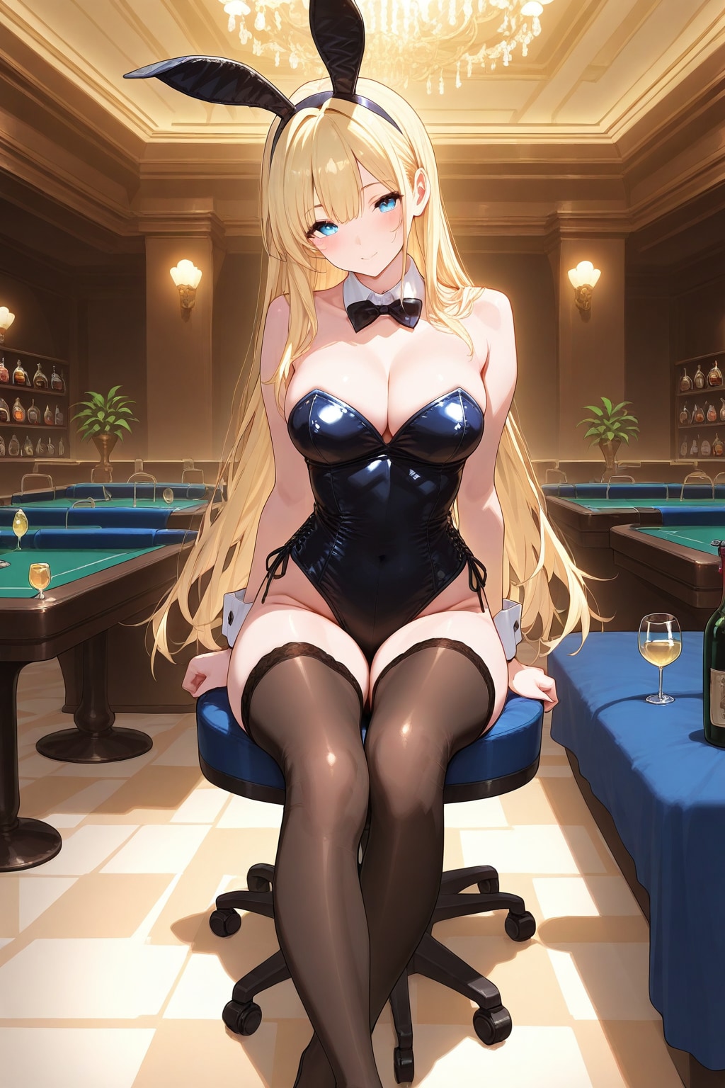 ロングヘアの美少女バニーガール