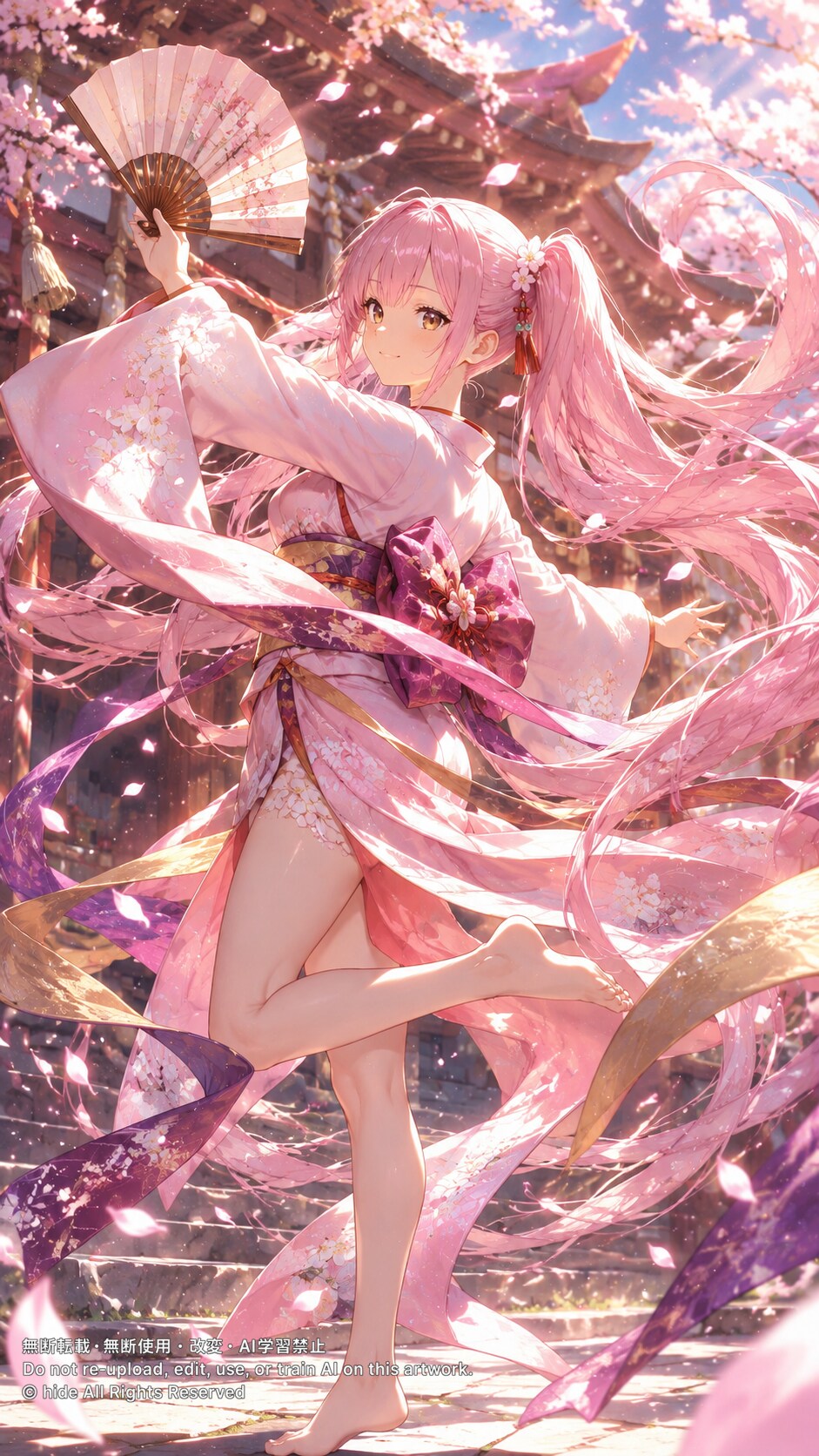🌸 桜風に舞うアメノウズメさん | の人気AIイラスト・グラビア