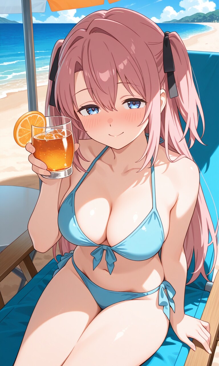 ビキニで飲酒の上伊那ぼたん👙🥃🏖️❤️
