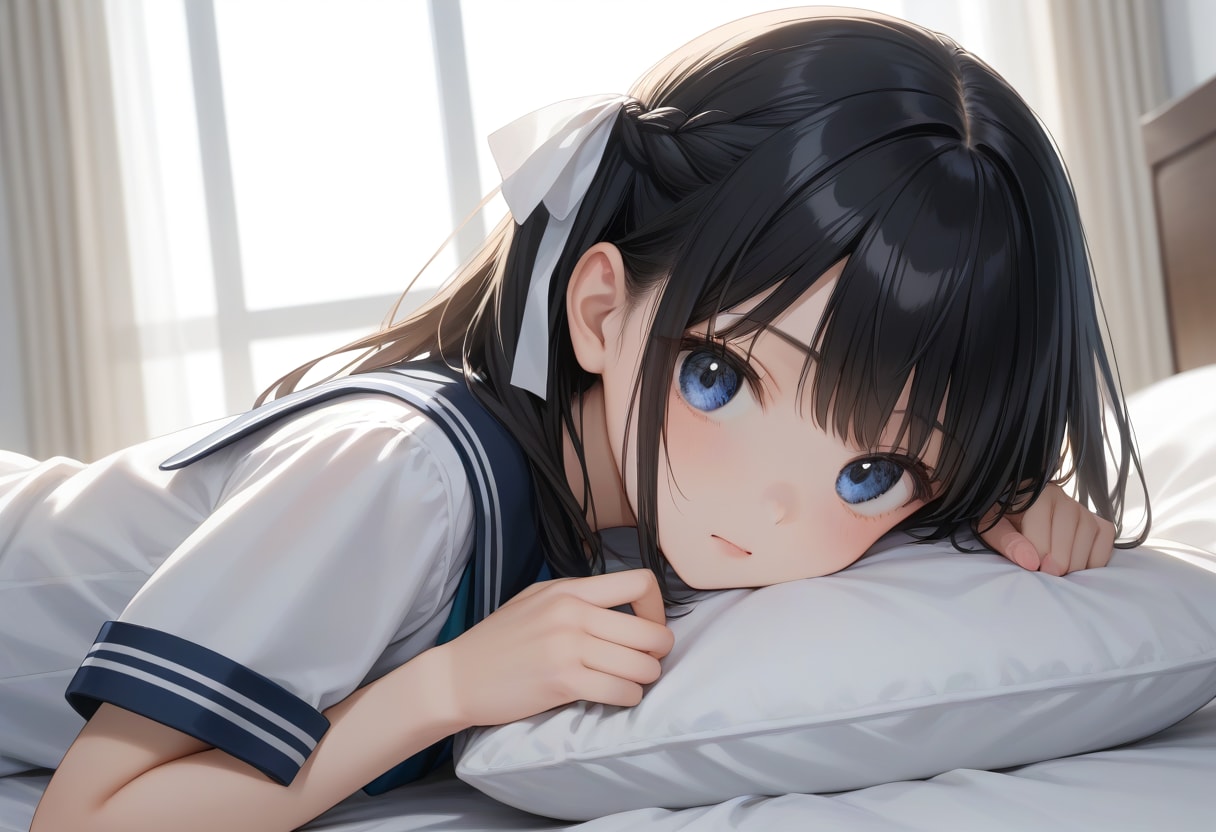 セーラー服の少女(bed)(2) | の人気AIイラスト・グラビア