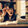 寝ながら勉強中の女子高生 2枚目