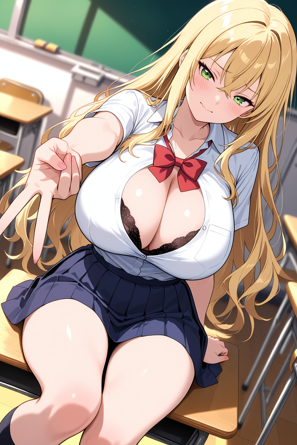 不機嫌金髪お嬢様82『ギャルピース+制服』